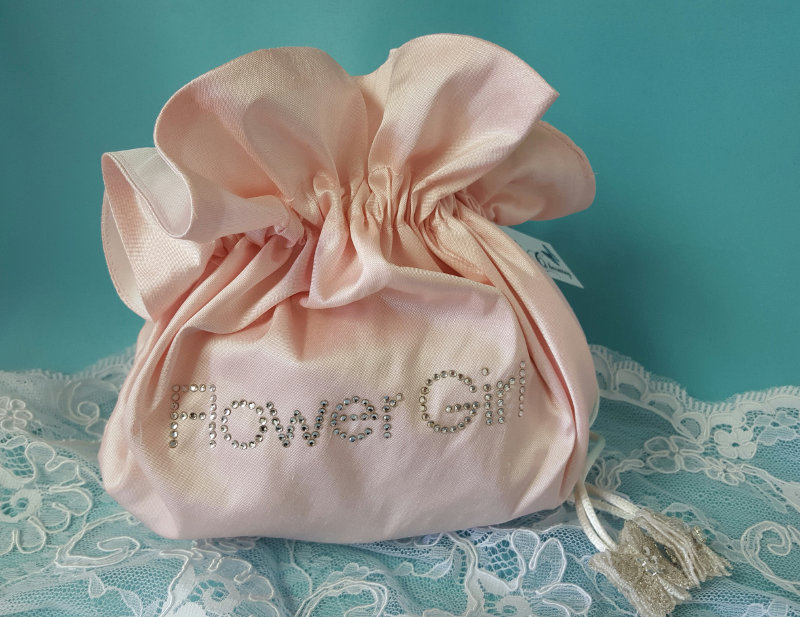 Light Pink Silk Flower Girl Pouch